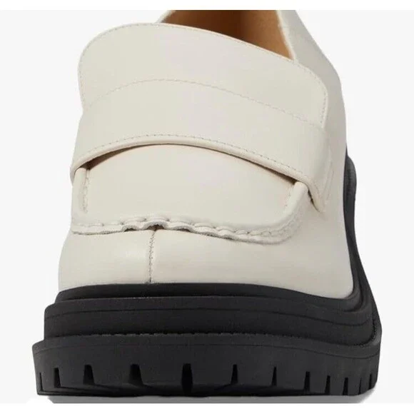Michael Kors Rocco Block Heeled Loafer Leather LT Cream 9.5 - Picture 3 of 7